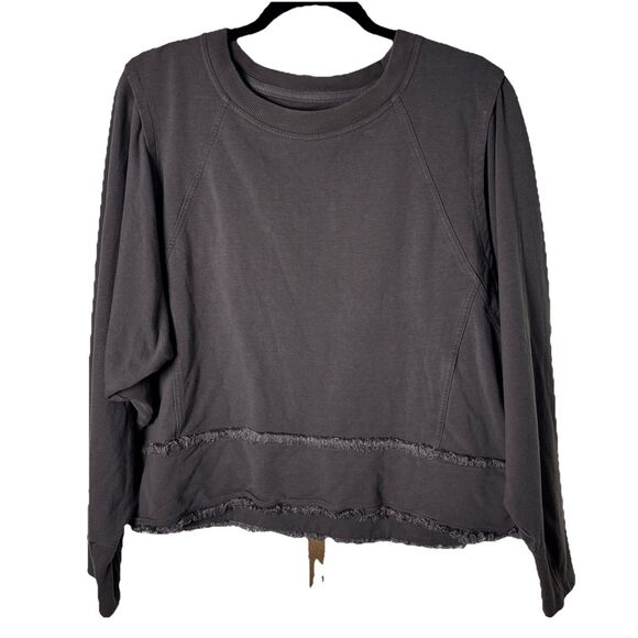 Free People Movement Where the Wind Blows Solid Sweatshirt Charcoal grey SZ L - Picture 1 of 7